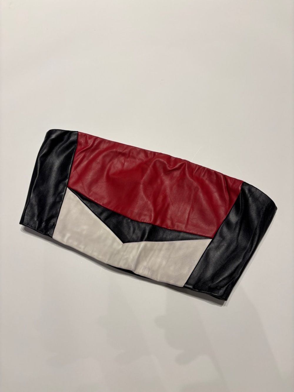 Tiger Mist Red, Black & White Faux Leather Bandeau